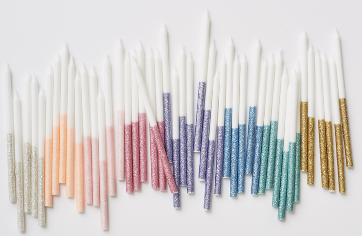 Multicolor Kids Glitter Birthday Pencil Long Thin Birthday Candles