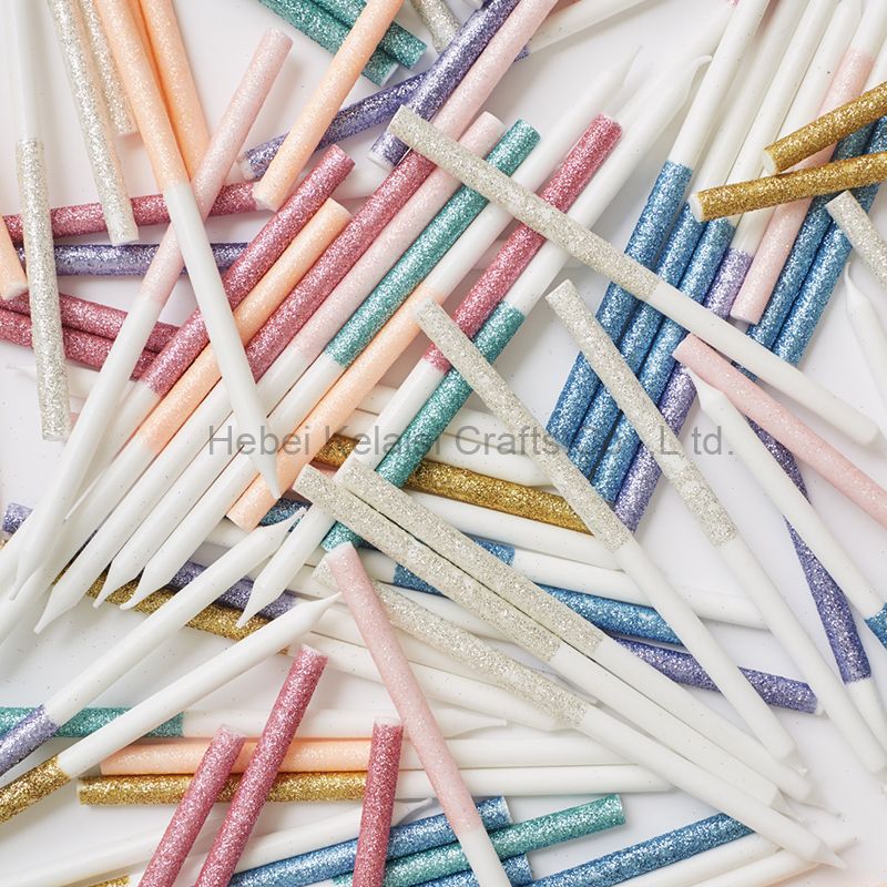 Multicolor Kids Glitter Birthday Pencil Long Thin Birthday Candles