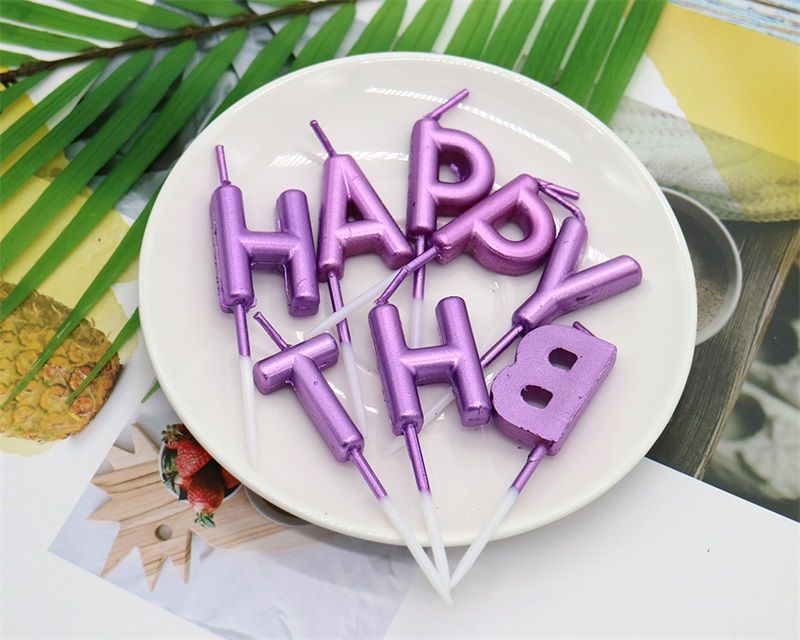 Traditional birthday letter candles in many colors
