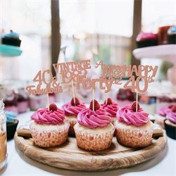 30Pcs Rose Gold Vintage Cupcake Toppers