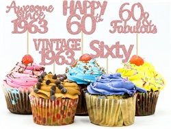30Pcs Rose Gold Vintage Cupcake Toppers