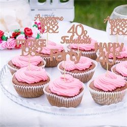 30Pcs Rose Gold Vintage Cupcake Toppers