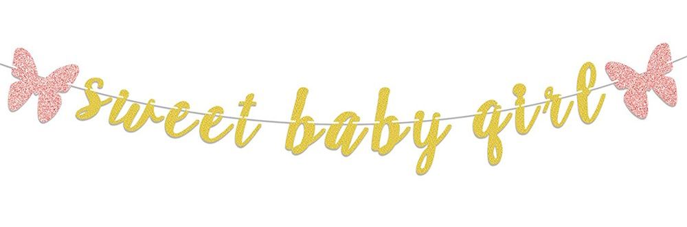 Sweet Baby Girl Gold Glitter Garland Banner