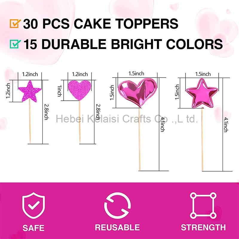 Colorful Heart Cupcake Toppers Cake Decoration