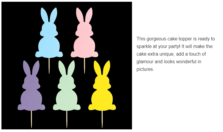 5 pcs Easter bunny cake topper